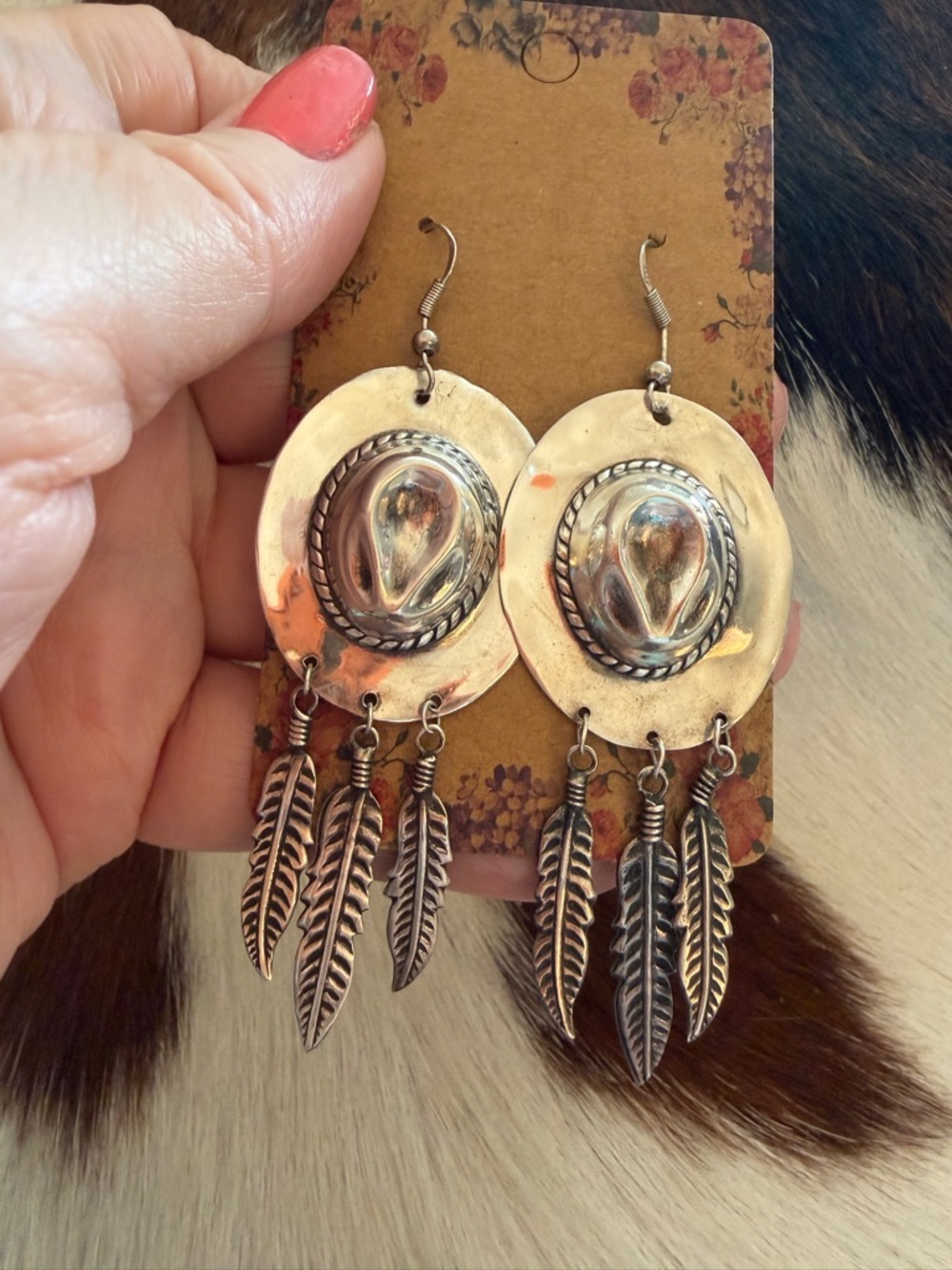 ❤️ Signed “PAJ” Vintage Sterling Silver 9.2G Cowboy Hat w Feather Dangles 3.12”L - Picture 9 of 17